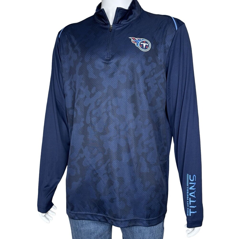 Tennessee Titans Mens XL Shirt Long Sleeve Pull Over 1/4 Zip Blue NFL Apparel
